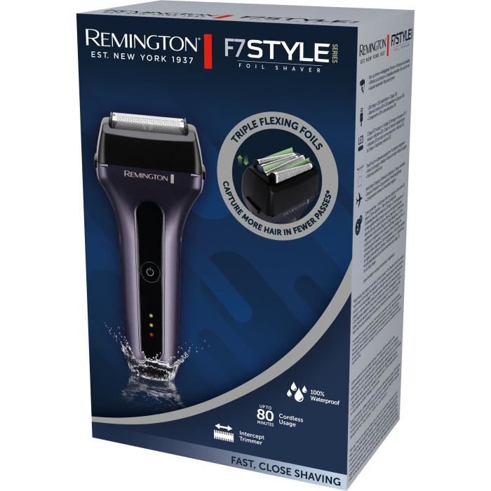 Rasoir a lames sans fil - REMINGTON - F7000 - Lames Tri-flex - Tete de dÈcoupe - 100% Ètanche - Autonomie 80 min
