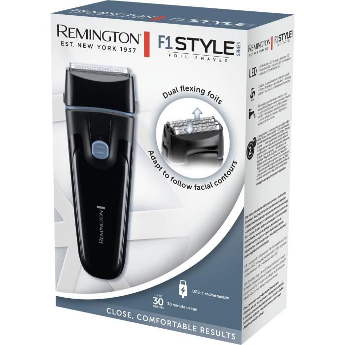 Rasoir a lames sans fil - REMINGTON - F1000 - Lames flexibles - Autonomie 30 min - Lames lavables - USB-C