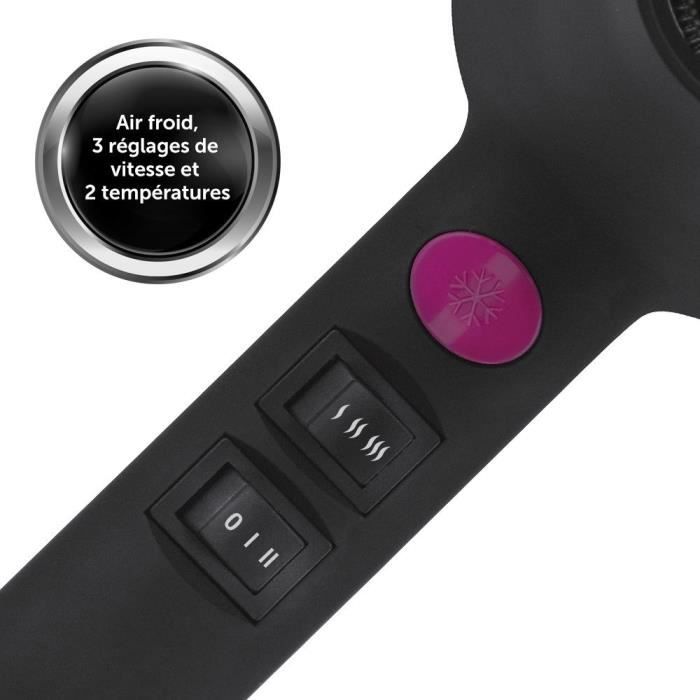 Seche-cheveux - REVLON - RVDR5251E - Perfect Heat - 2000 W - Moteur AC - 2 vitesses - Noir / Rose