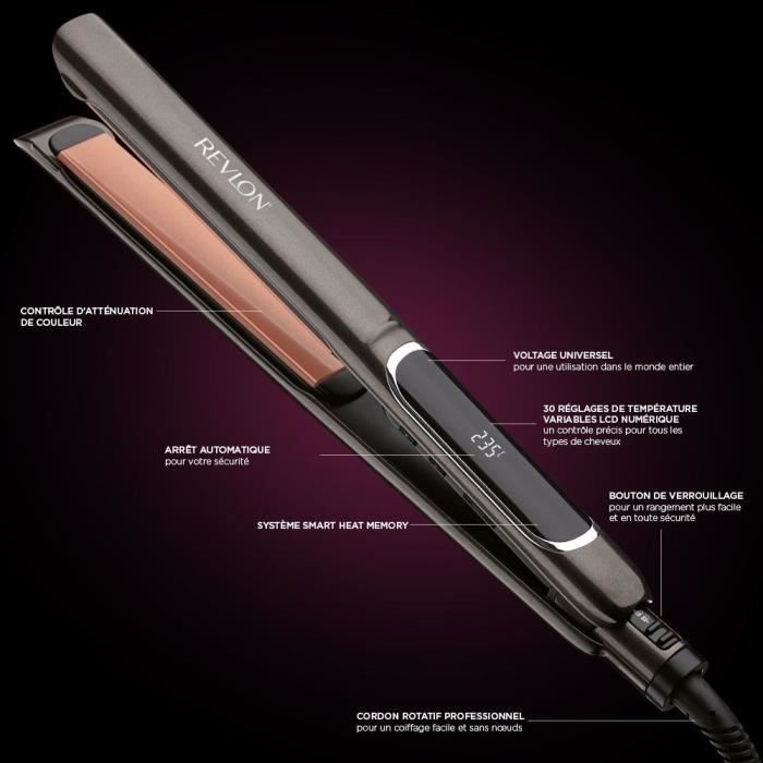 Lisseur REVLON Salon Straight Copper Smoth Styler RVST2175E - plaque cÈramique - de 80∞ a 235∞C