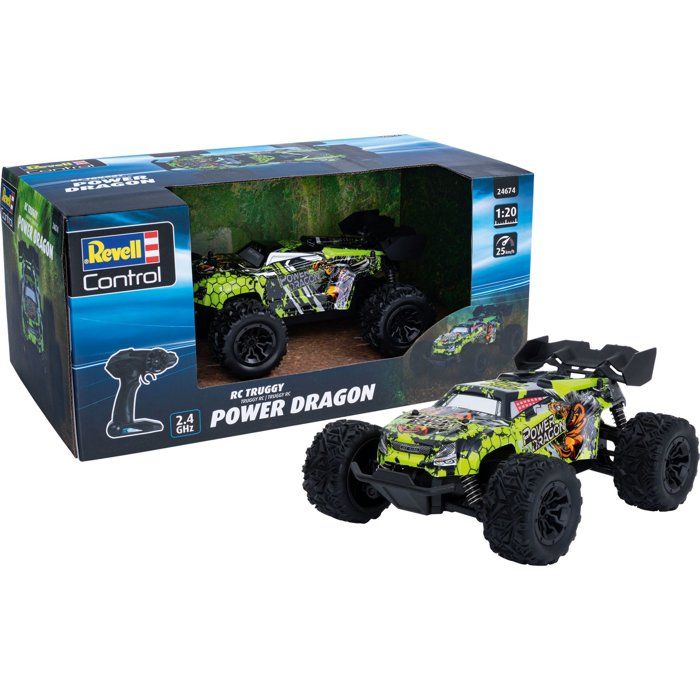 Voiture radiocommandée - REVELL Control - Truggy RC - Power Dragon - 25 km/h - Échelle 1:20 - Des 8 ans