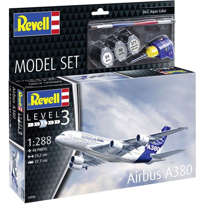 Maquette d'avion - REVELL - Model Set - Airbus A380 - Avec colle, peintures et accessoires