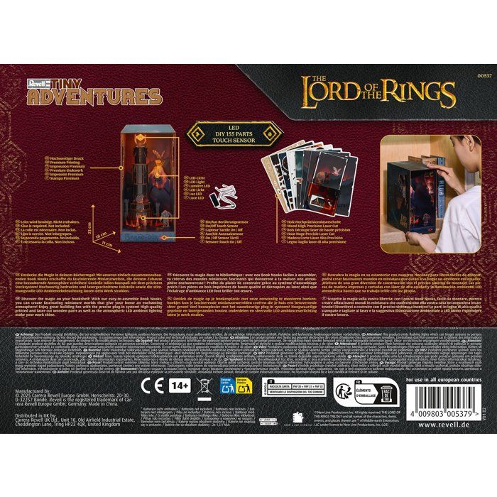 Book Nook - Kit DIY a construire Maquette 3D Serre Livre - REVELL - Tiny Adventures - Le Seigneur des Anneaux - Barad-Dûr - LED