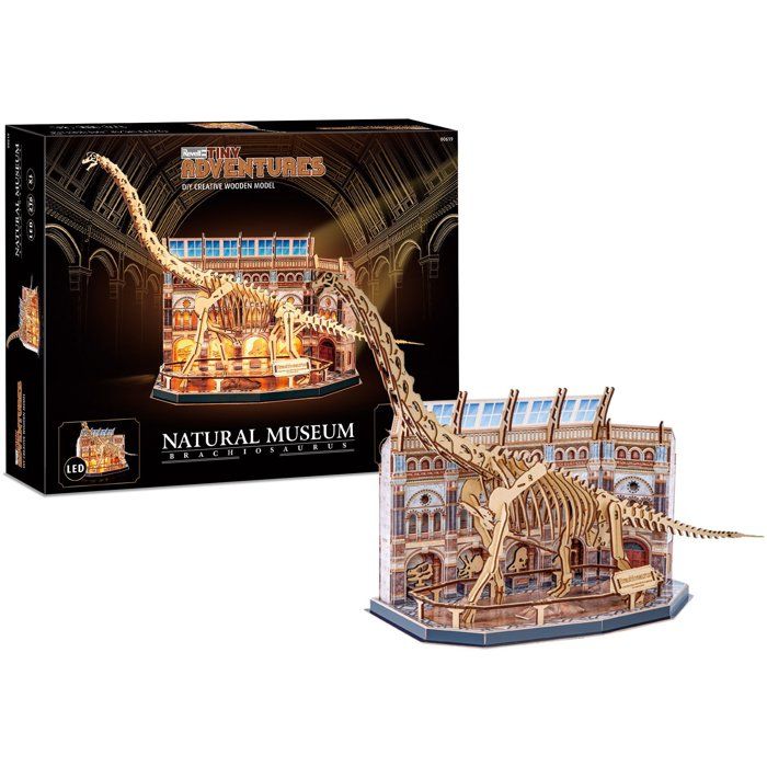 Puzzle 3D en bois - REVELL - Tiny Adventures - Natural Museum - Brachiosaur - LED