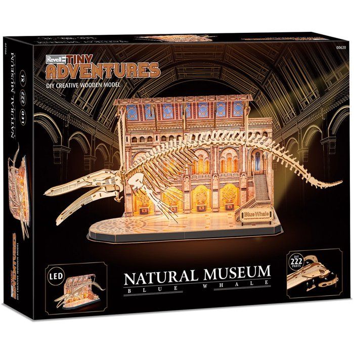 Puzzle 3D en bois - REVELL - Tiny Adventures - Natural Museum - Baleine Bleue - LED