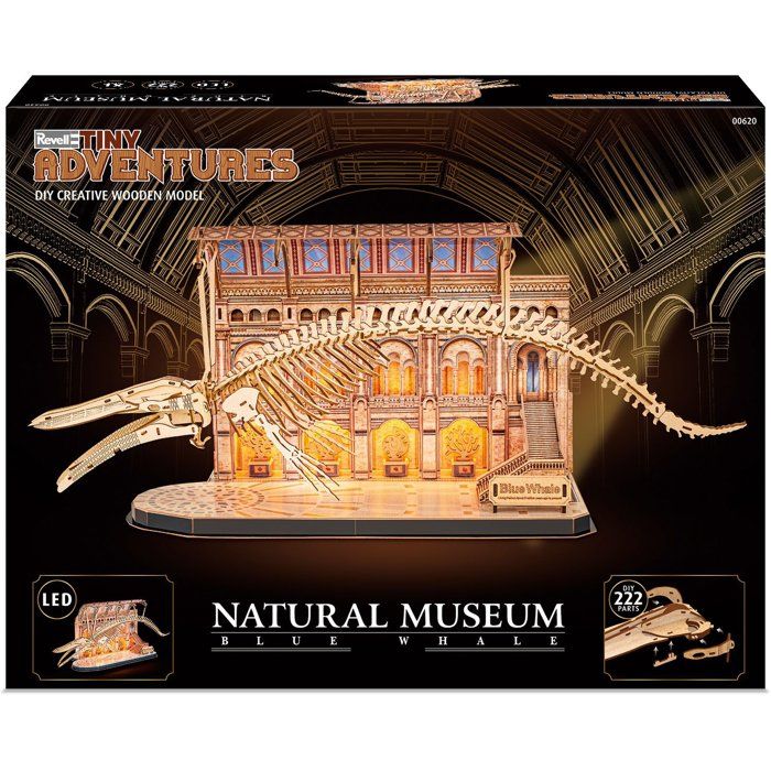 Puzzle 3D en bois - REVELL - Tiny Adventures - Natural Museum - Baleine Bleue - LED