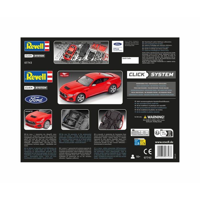 Maquette a construire - REVELL - Click System - Ford Mustang GT 2024 - Sans colle - Pieces pré-peintes