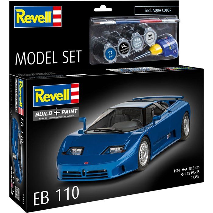 Maquette de voiture - REVELL - Model Set - BUGATTI EB 110 - Avec colle, peintures et accessoires