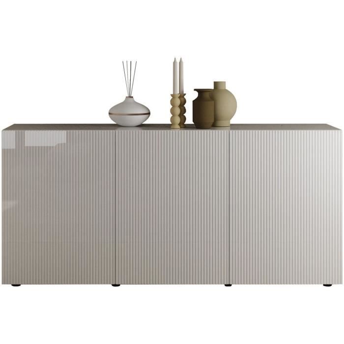 Buffet - RICCIONE - Blanc laqué brillant - 3 portes - 191 x 42 x 84 cm