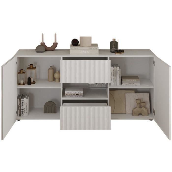 Buffet - RICCIONE - Blanc laqué brillant - 2 portes - 2 tiroirs - 181 x 42 x 84 cm