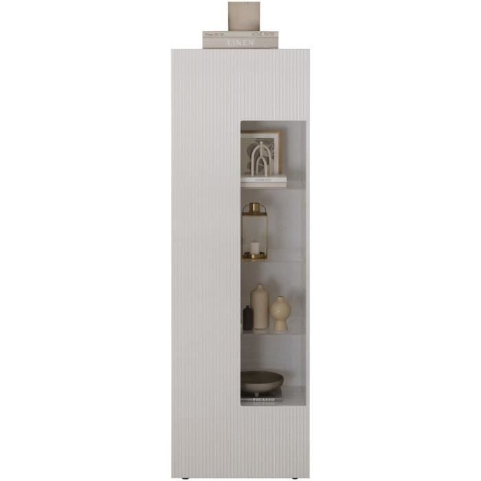 Vitrine - RICCIONE - Blanc laqué brillant - 1 porte en verre - 60 x 42 x 186 cm