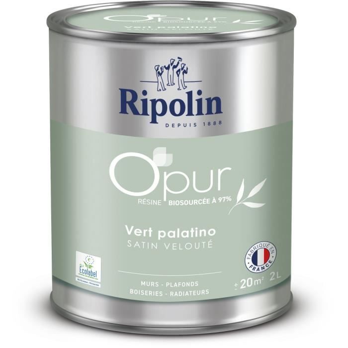 O'pur murs boiseries radiateurs vert palatino satin velouté - RIPOLIN - 2 L
