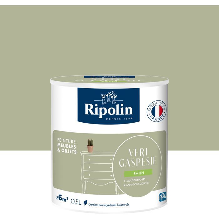 Peinture meuble et objet - Vert gaspesie - Satiné - Ripolin - 0,5L
