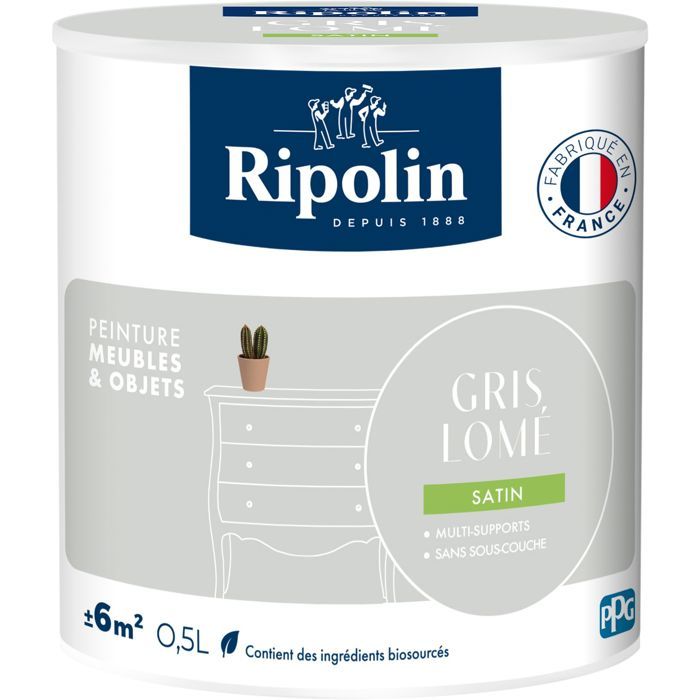 Peinture meuble et objet - Gris lomé - Satiné - Ripolin - 0,5L