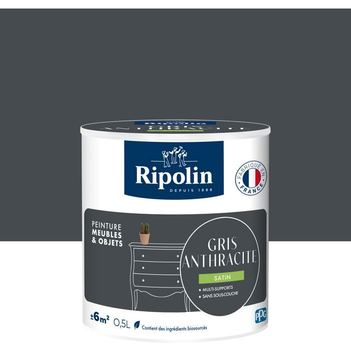 Peinture meuble et objet - Gris anthracite - Satiné - Ripolin - 0,5L