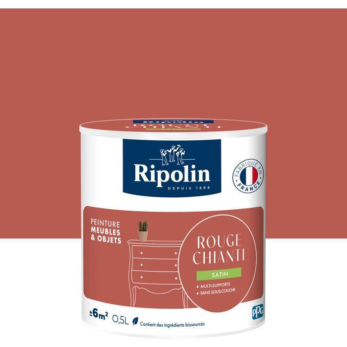 Peinture meuble et objet - Rouge chianti - Satiné - Ripolin - 0,5L