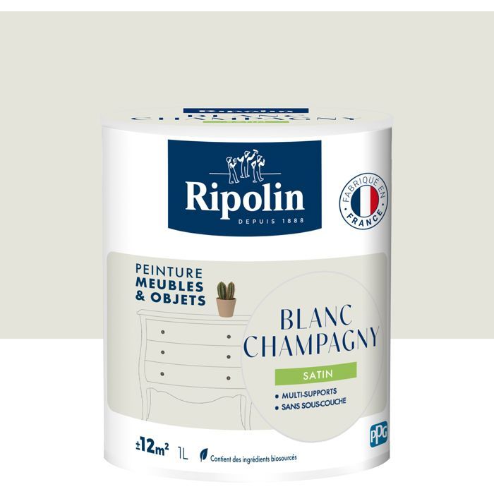 Peinture meuble et objet - Blanc champagny - Satiné - Ripolin - 1L