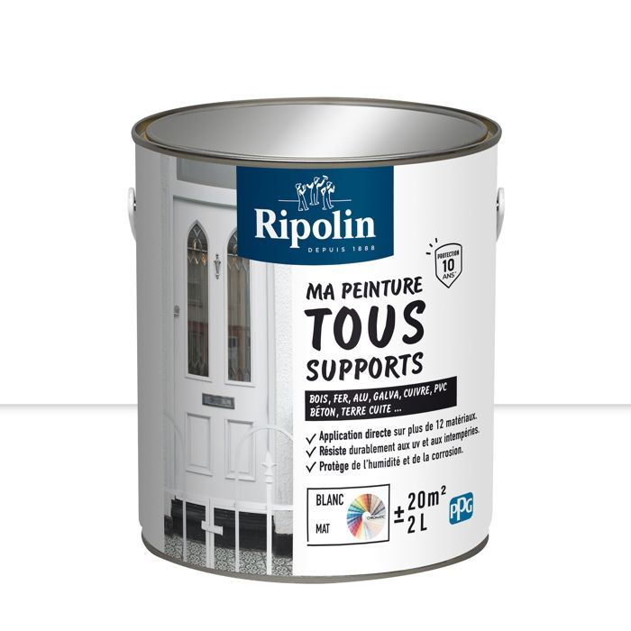 Peinture multi-supports - Blanc - Mat - Ripolin - 2L