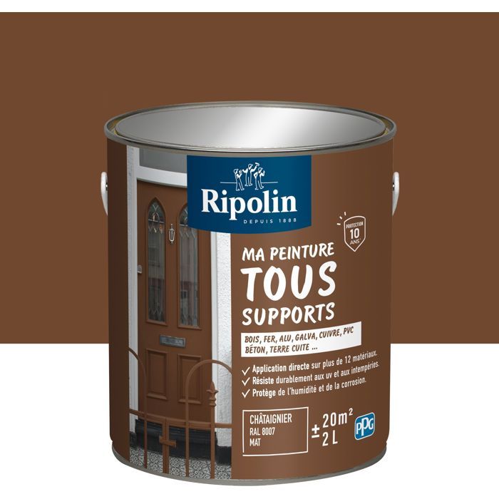 Peinture multi-supports - Châtaigner - RAL 8007 - Mat - Ripolin - 2L