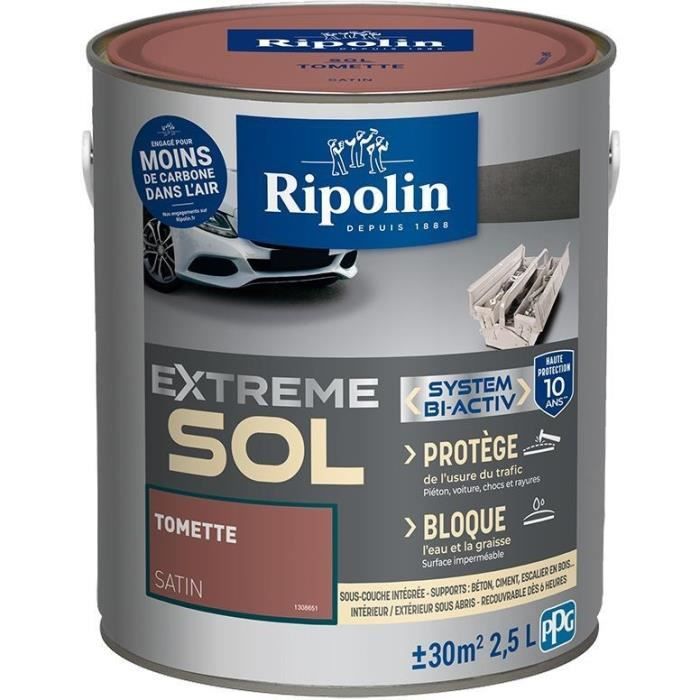 RIPOLIN Peinture pour sol intÈrieur et extÈrieur - Tomette satin - 2,5 L