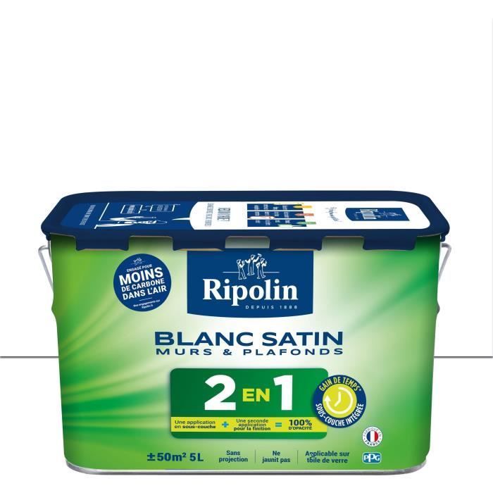 RIPOLIN - Peinture pour Murs & Plafonds Extreme - Sous-Couche IntÈgrÈe - Blanc Satin - 5 Litres, 382322