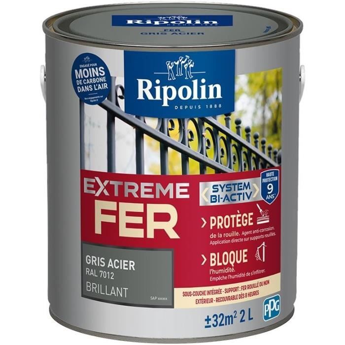 Extreme fer gris acier RAL 7012 brillant - RIPOLIN - 2 L