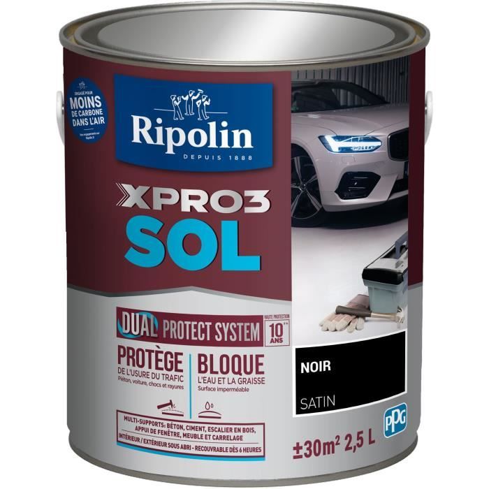 Peinture sol - RIPOLIN - Noir - Mat - 2,5L