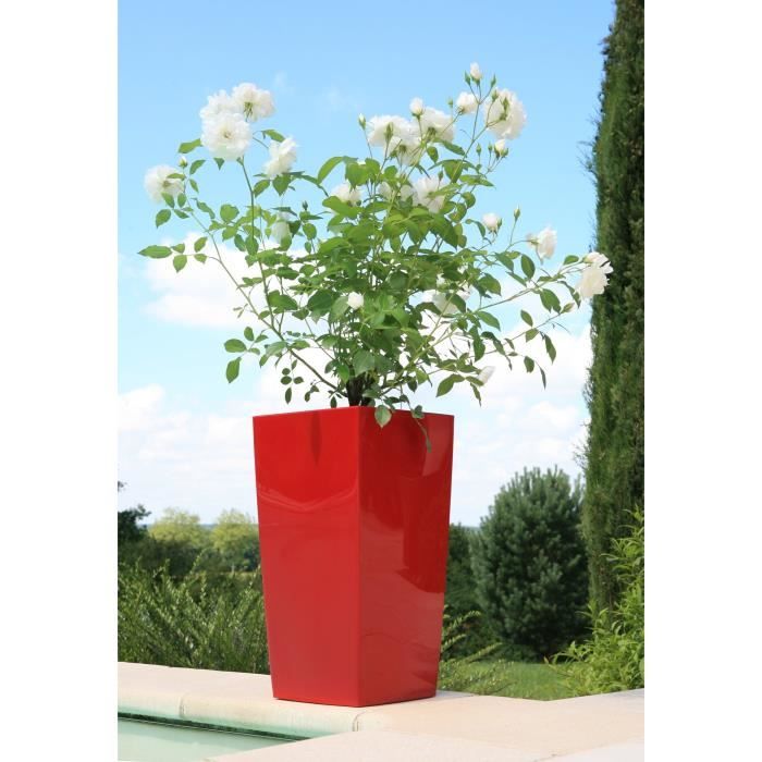 Pot de fleurs - RIVIERA - Nuance Carré - 29 x 29 x H 52 cm - Rouge