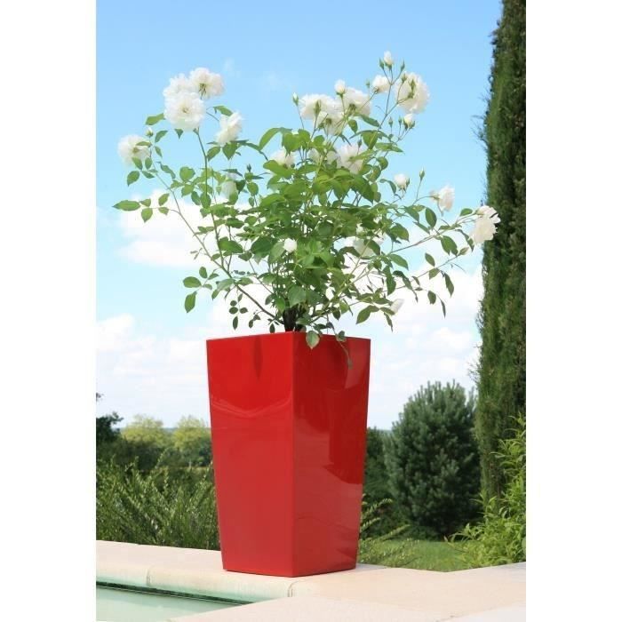 Pot de fleurs - RIVIERA - Nuance - Carré - 38 x 38 x H 69 cm - 67 L - Rouge