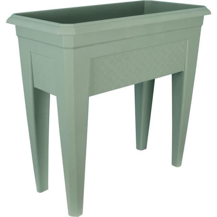 Bac a fleurs/culture/potagere - RIVIERA - IZIGARDEN 60 - 59,50x33x73,5 cm - 50% recyclé - Vert argile