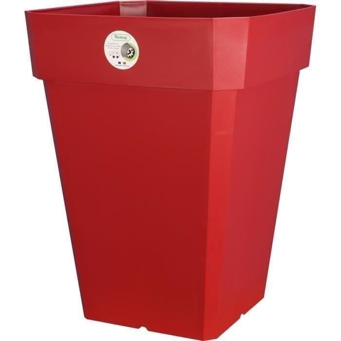 Pot de fleurs - RIVIERA - Soleilla carré - 39x39x36 cm - Rouge - Plastique 100% recyclable