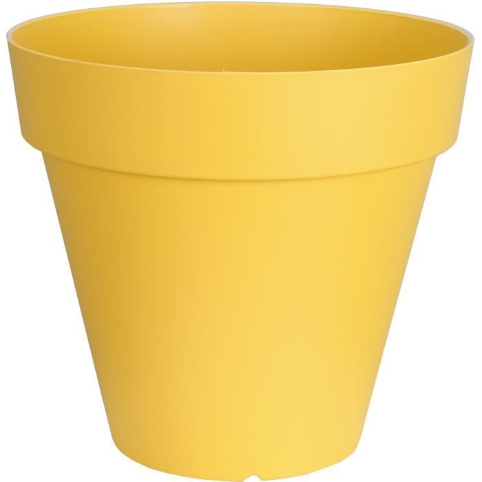 Pot de fleurs rond RIVIERA - SOLEILLA - Plastique - D59 x H54 cm - Jaune