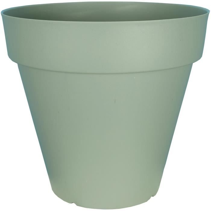 Pot de fleurs rond RIVIERA SOLEILLA - Plastique 100% recycleble - D59 x H54 - Vert argile
