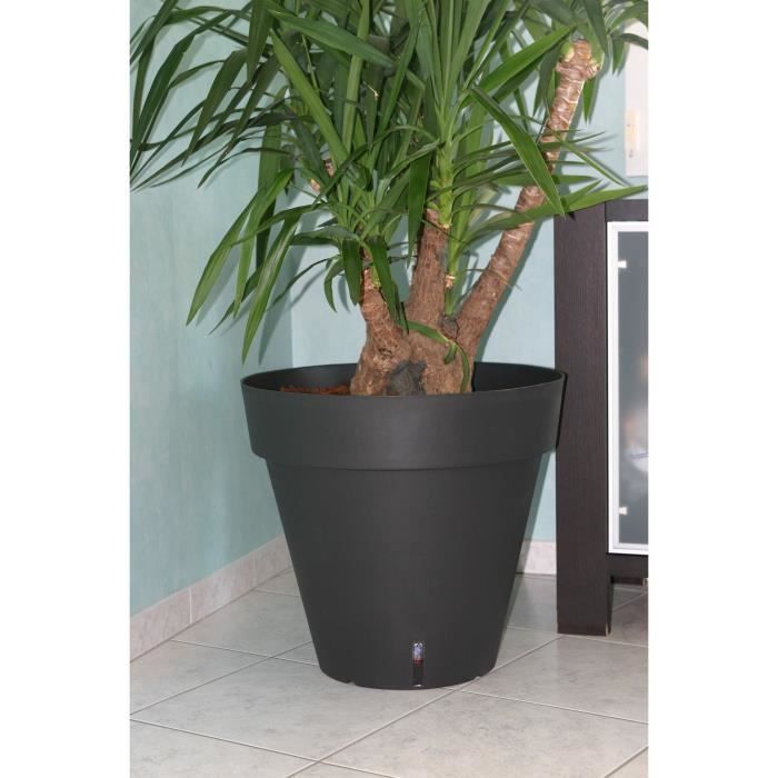 Pot de fleurs rond RIVIERA LOFT - Plastique - D29,5 x H27 cm - 10,5L - Gris