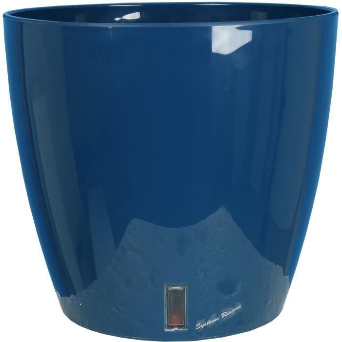 Pot de fleurs rond - RIVIERA - EVA NEW - Plastique - D30 x H27,5 cm - Bleu