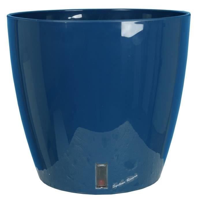 Pot de fleurs rond - RIVIERA - EVA NEW - Plastique - D35 x H33 cm - Bleu