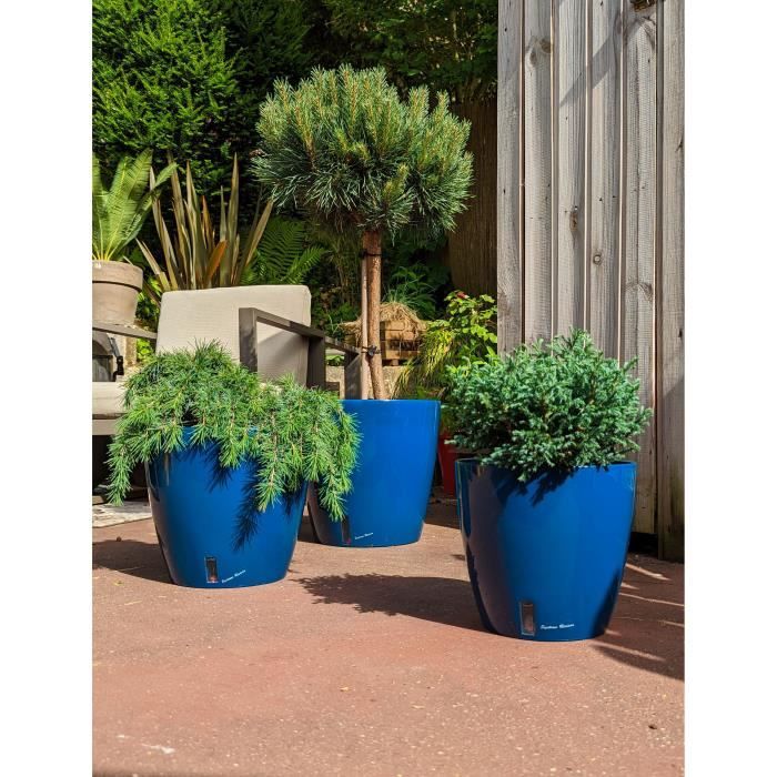 Pot de fleurs rond - RIVIERA - EVA NEW - Plastique - D45 x H45 cm - Bleu