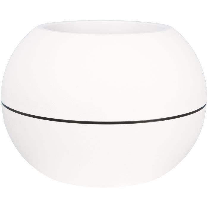 Bac a fleurs rond - RIVIERA - GRANIT BOULE - Plastique - D40 x H28 cm - Blanc