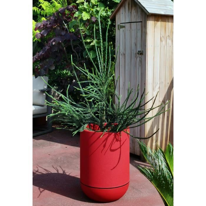 Pot de fleurs - RIVIERA - Granit Tulipe - D40 H57 cm - 28 L - Rouge