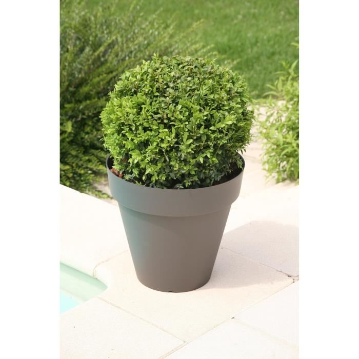 Pot de fleurs - RIVIERA - Soleilla Rond - Ř 39,2 x 35,8 cm -Gris pailleté