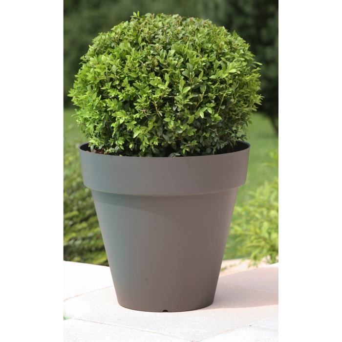 Pot de fleurs - RIVIERA - Soleilla Rond - Ř 39,2 x 35,8 cm -Gris pailleté