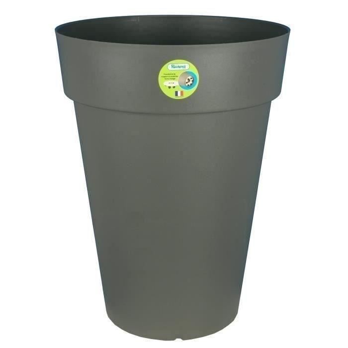 Pot de fleurs - RIVIERA - Soleilla Rond - Ø 39 x H 52 cm - Gris pailleté