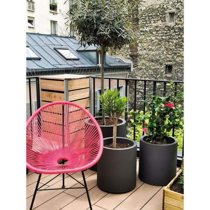 Bac a fleurs - RIVIERA - Granit rond - D39x 43cm - Gris
