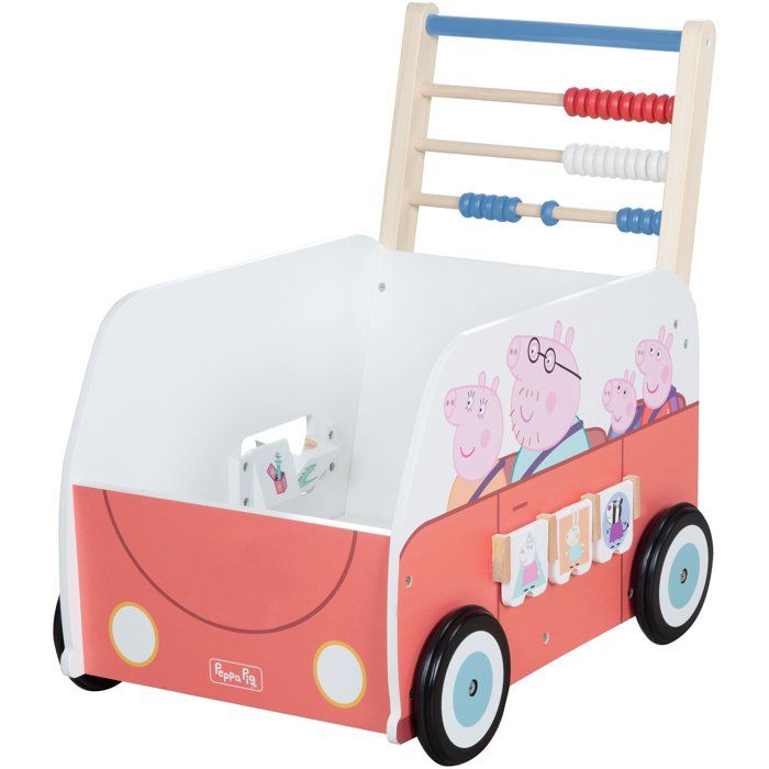 Chariot de marche multifonction - ROBA - Peppa Pig - Avec centre d'activités en forme de bus - Corail
