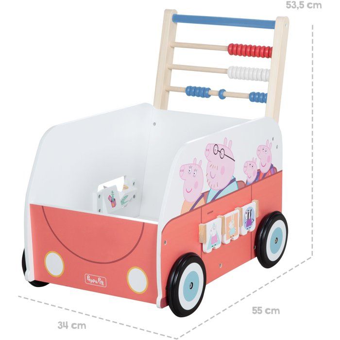 Chariot de marche multifonction - ROBA - Peppa Pig - Avec centre d'activités en forme de bus - Corail
