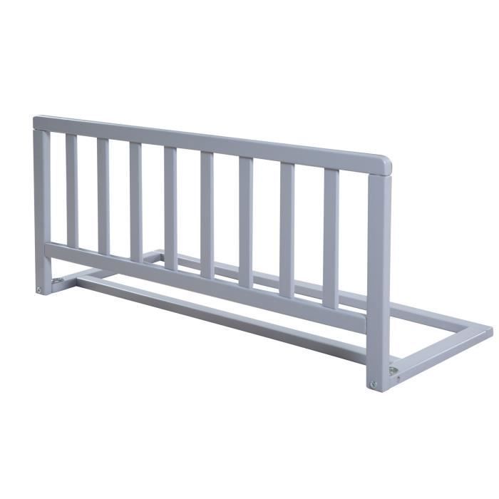 Barriere de Lit en Bois 90 cm ROBA - Protection Anti-Chute pour BÈbÈs et Enfants - Gris