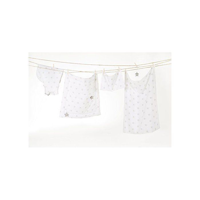 Matelas a langer - ROBA - LITTLE STARS - 85 x 75 cm - Blanc étoiles grises