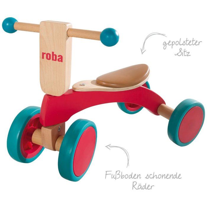 Porteur 1er âge - ROBA - Bois massif - Roues avant directionnelles - Siege rembourré - Des 12 mois
