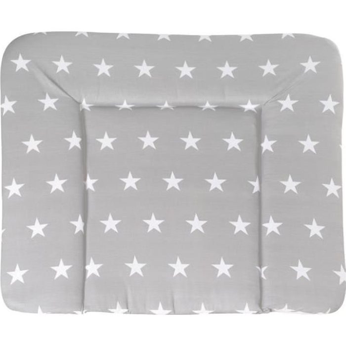 Matelas a langer - ROBA - LITTLE STARS - 85 x 75 cm - Gris étoiles blanches