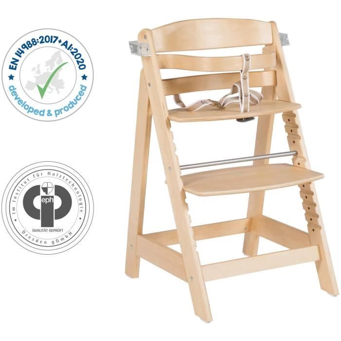 Chaise haute évolutive - ROBA - SIT UP CLICK & FUN - Plateau repas amovible - Hauteur réglable - Jusqu'a 70 Kg - Bois Naturel